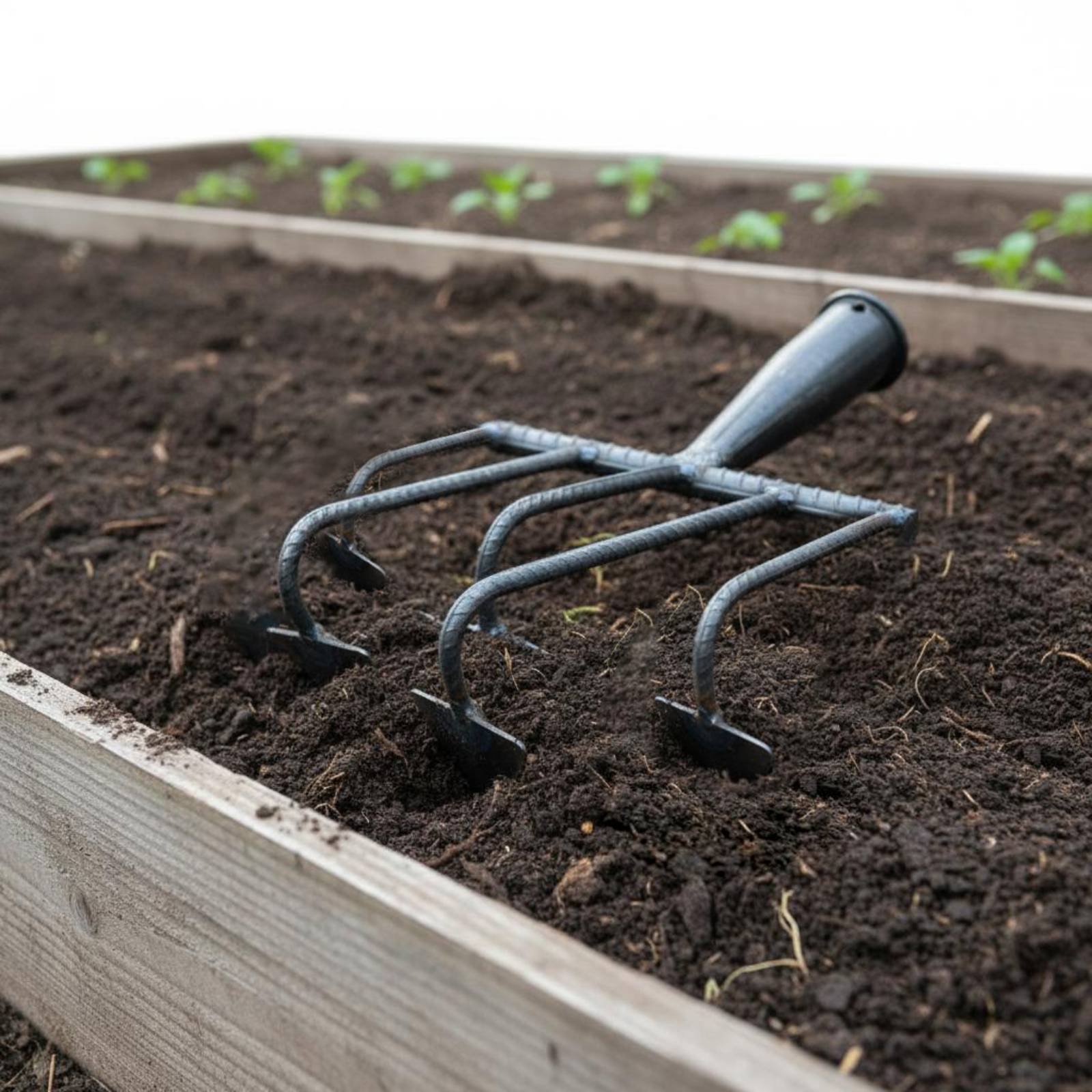 Gardening Tools Japanese - 7-Tooth Ditching Hoe Hand Cultivator Hoe