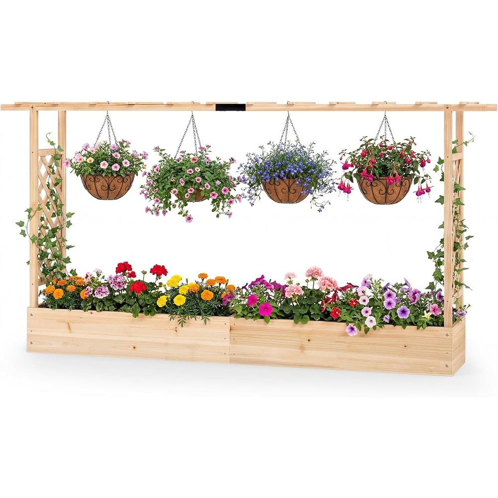 Hanging Planter Basket - 45 Tall Wooden Elevated Garden Planter