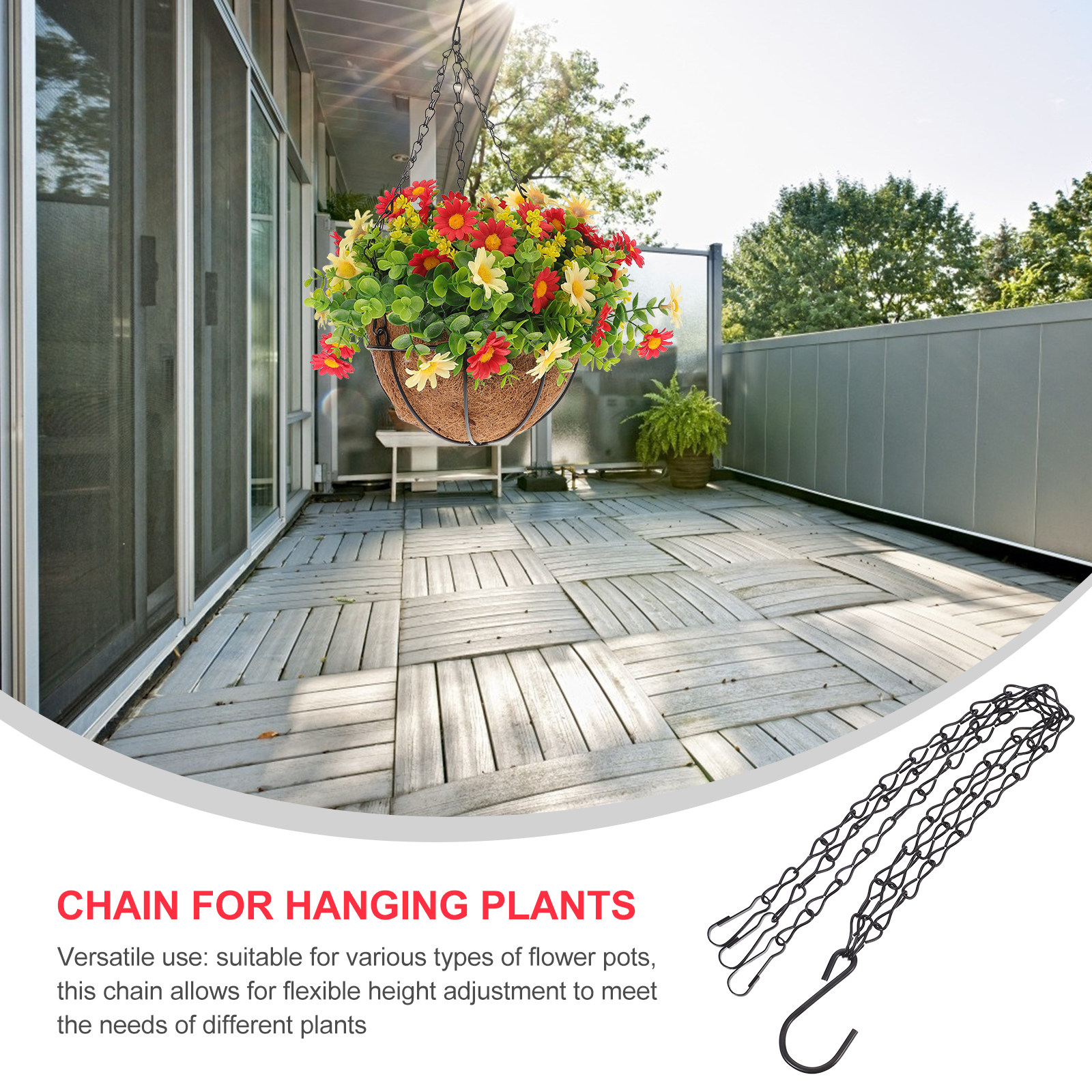 Hanging Planter Basket - 4Pcs Garden Hanging Chains Metal Sturdy
