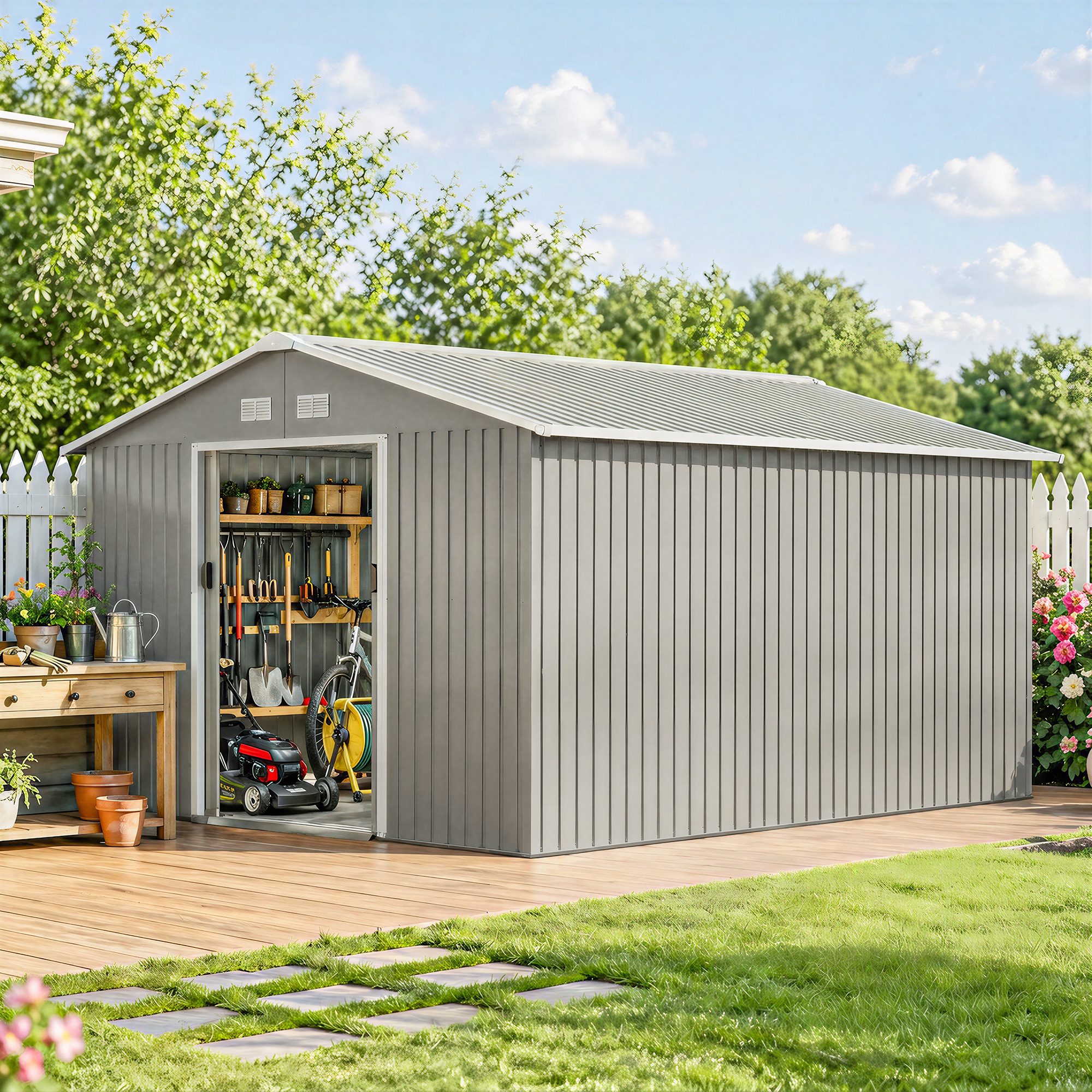 13' X 11' Steel Outdoor Utilit - đánh giá và giá Gardening Tools Of