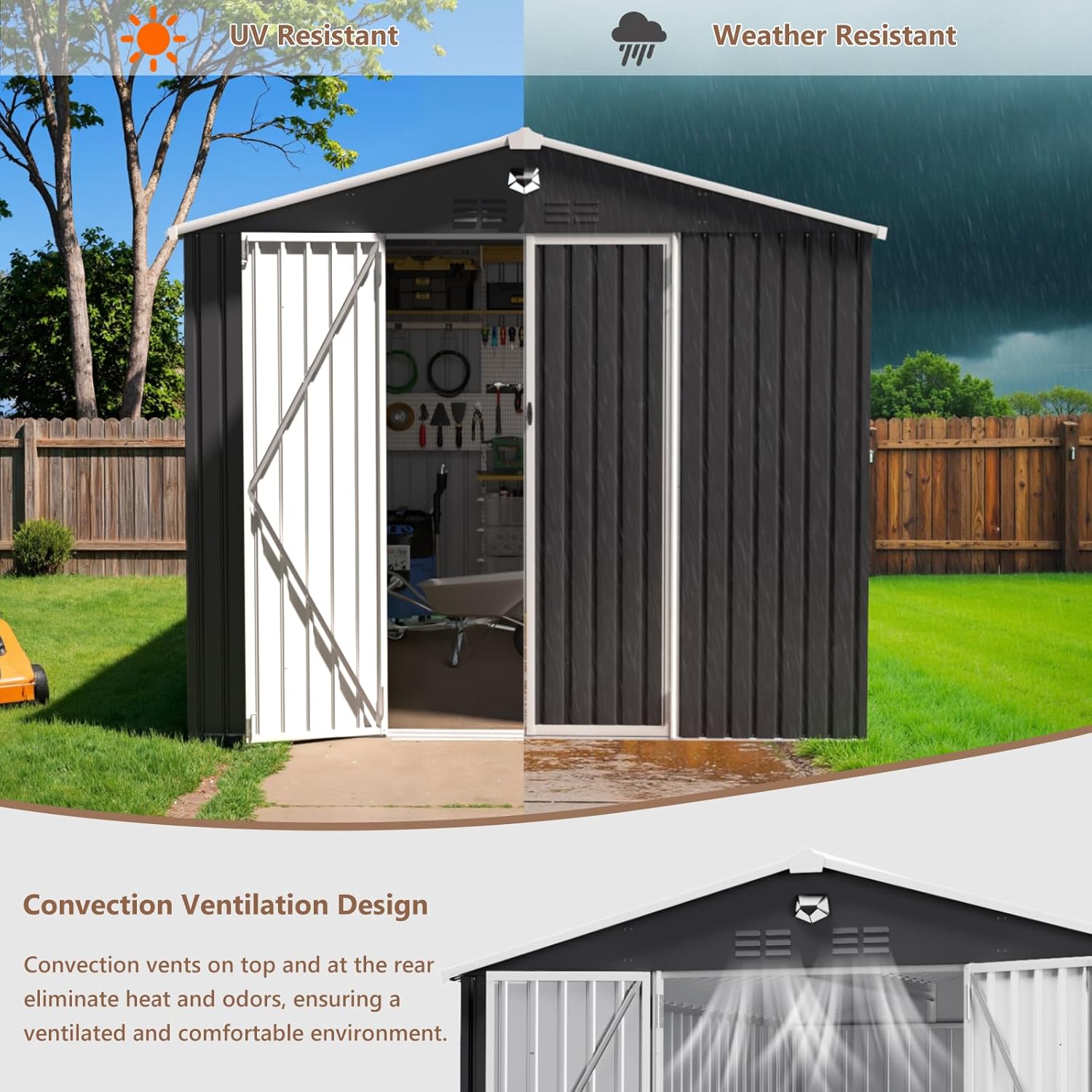 10x12 FT Metal Outdoor Storage - đánh giá và giá Gardening Tools Of