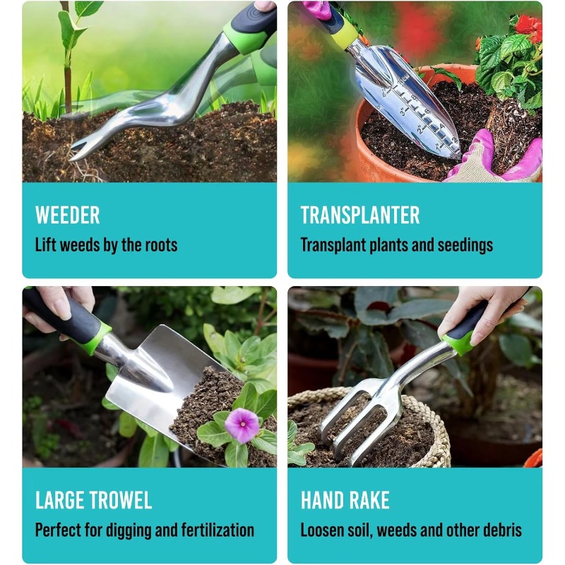 9 Pcs Ergonomic Garden Tool Se - đánh giá và giá Gardening Tools Hand