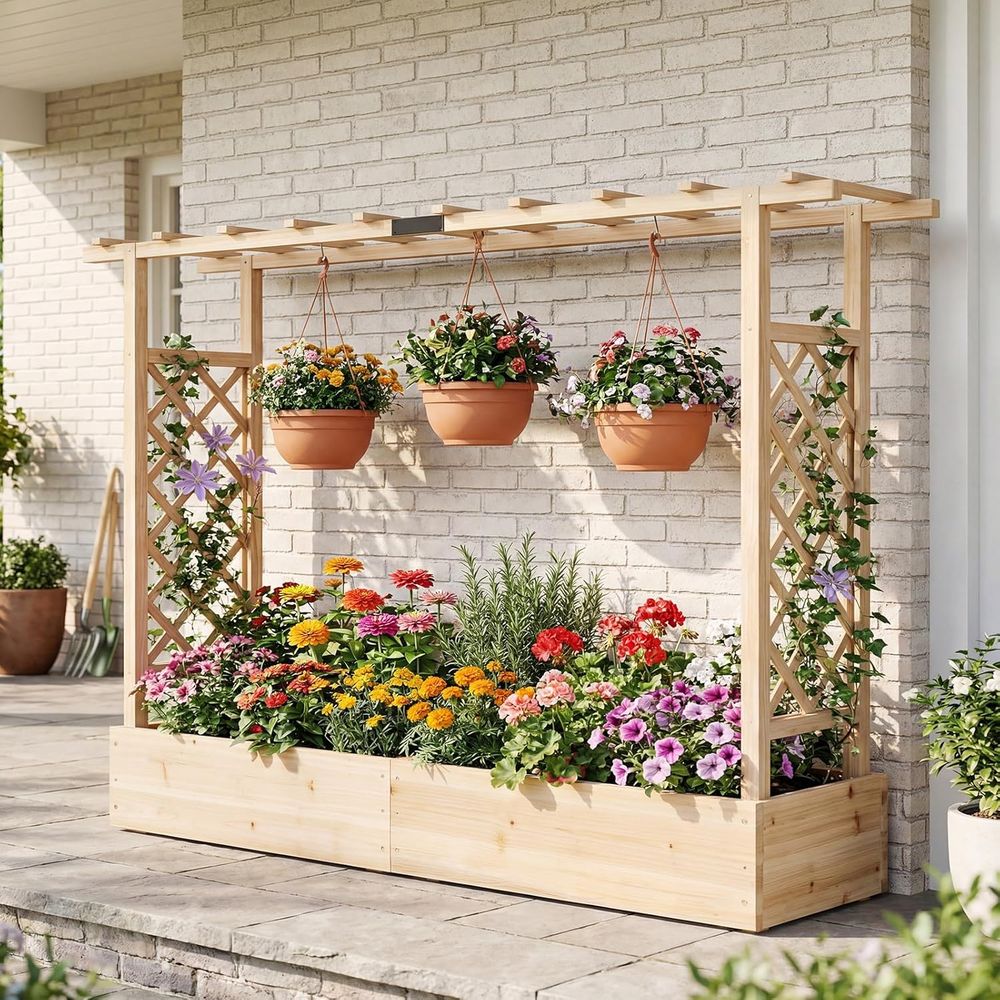 45 Tall Wooden Elevated Garden - đánh giá và giá Hanging Planter Basket